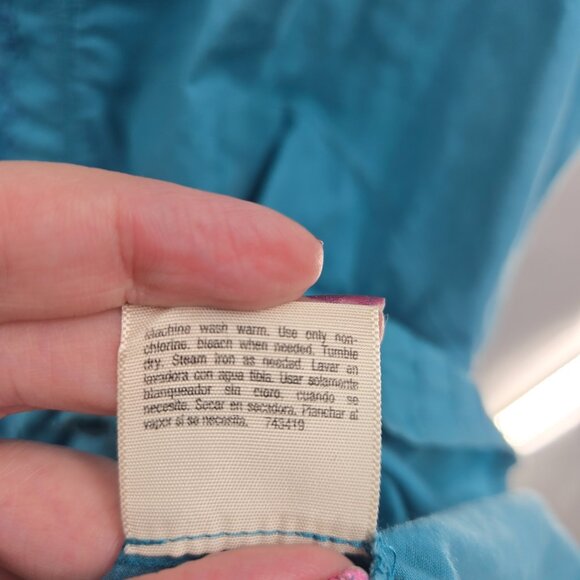 St John's Bay Blue Teal Sleeveless Embroidered Cotton Buttoned Down Blouse 3x - Picture 5 of 15